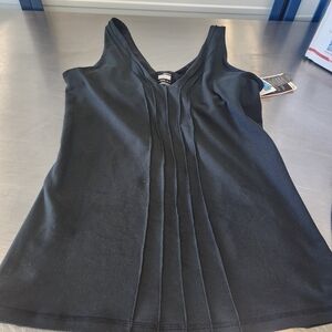 Nike Black V-Neck Tank with Front Pintucks